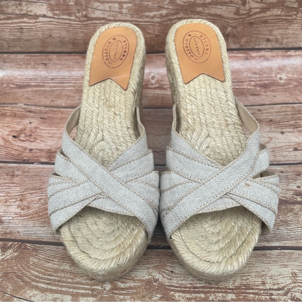 Stubbs & Wootten Crema Grace Grosgrain Ribbon
Espadrille Wedge Sandals Cream 38